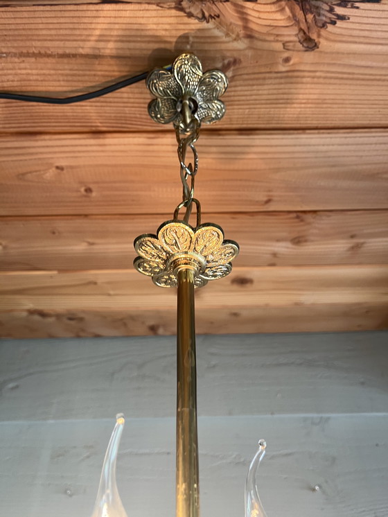 Image 1 of Lampada a sospensione vintage in ottone massiccio in stile maison jansen