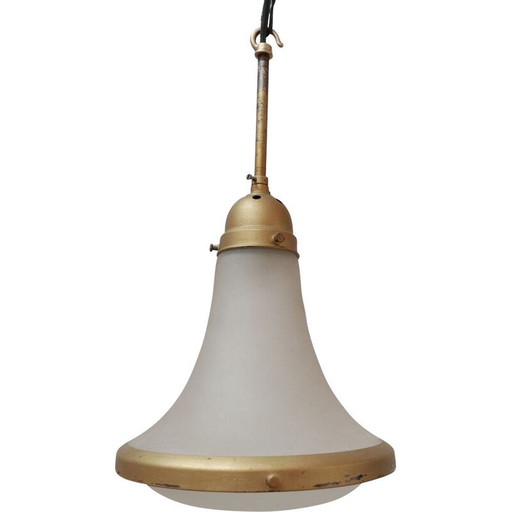 Vintage gegraveerde glazen hanglamp van A.E.G, Duitsland 1930