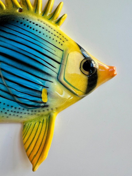 Fish Ceramic, Caltagirone, Sicily. Wall-Hanging. 21cm.