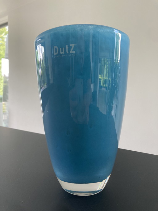 Aquamarinblaue Vase, Marke Dutz, 20 cm hoch