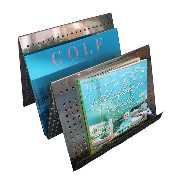 Image 1 of Design-Prospekt- und Zeitungsständer - silbernes Metall