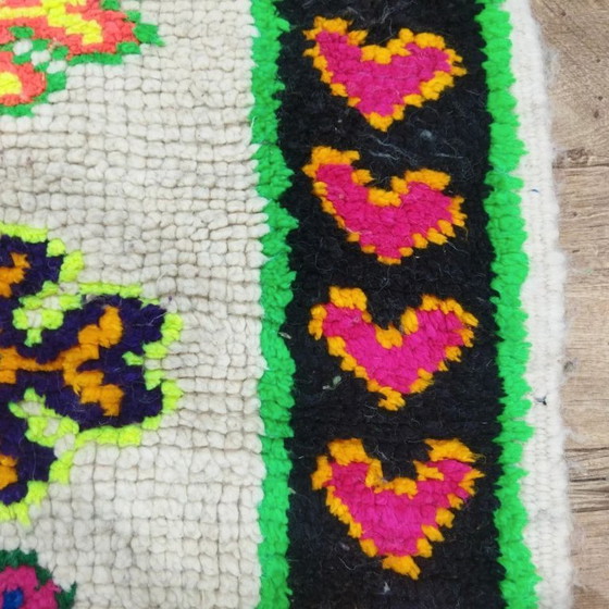 Image 1 of Tappeto berbero vintage Illusion multicolore – Lana tessuto a mano (230 × 130 cm)