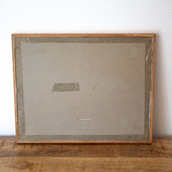 Image 1 of Aquarelprint van kasteel Beaufort Luxemburg, door Bernadette Voz, ingelijst