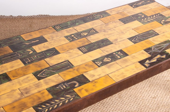 Image 1 of Coffee table in glazed ceramic and steel base by Jean Garbero Vallauris 1950.