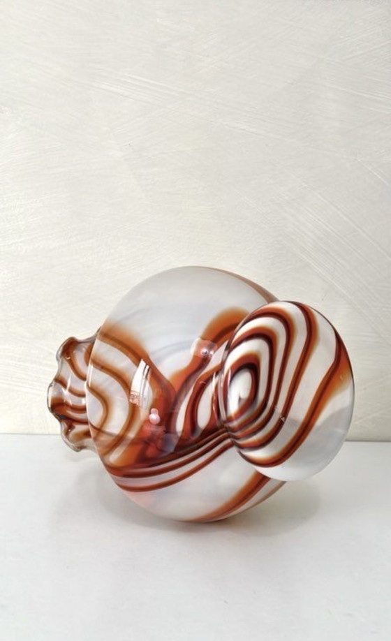 Image 1 of Vintage Murano opalen vaas, oranje en wit, jaren 70