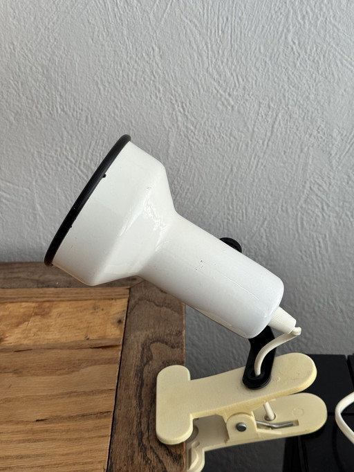 Vintage white clamp spotlight from the 1970s