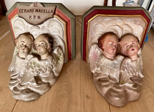 2 anciennes statues funéraires françaises... Des anges.