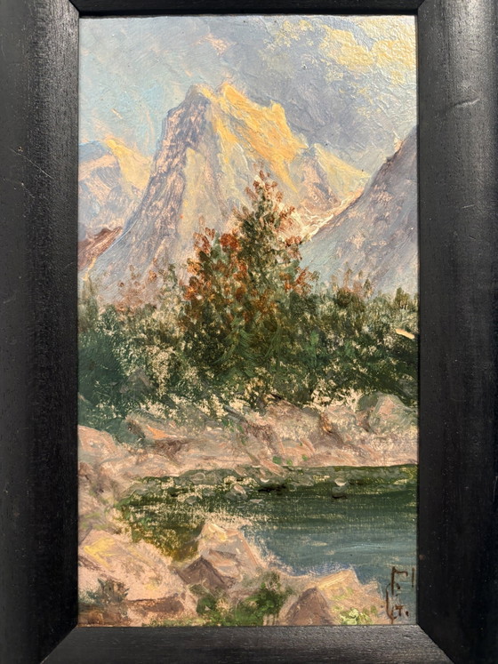 1940s Mountain Landscape Oil Painting on Board – Paintings & Drawings (photo 6 of 7)