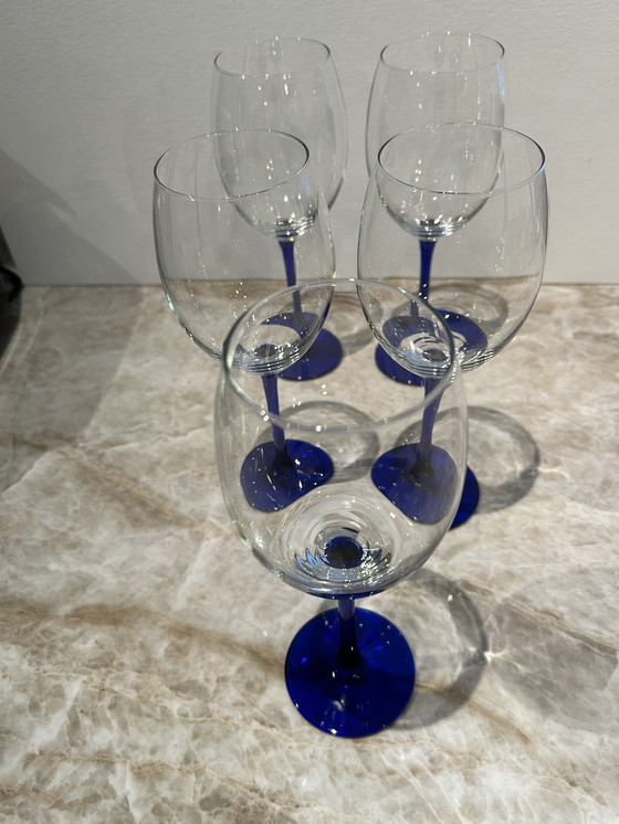 Image 1 of 5 Luminarc red wine glasses cobalt blue