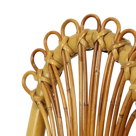 Image 1 of Silla de ratán de bambú boho de mediados de siglo