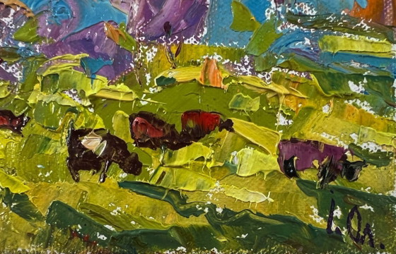 Original Oil Painting Summer Nature Landscape A Walk Outside The Village – Paintings & Drawings, Canvas (photo 5 of 8)