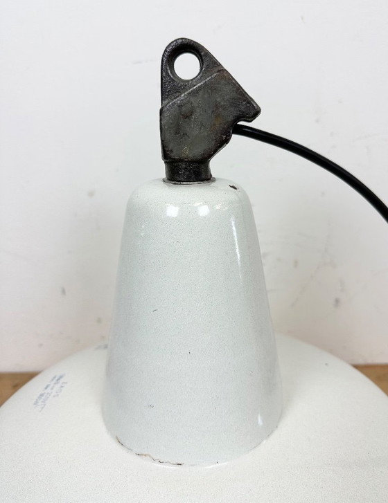 Image 1 of Large Industrial White Enamel Factory Pendant Lamp from Zaos, 1960s