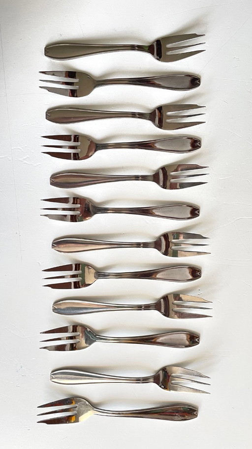 12 Vintage Stainless Steel Dessert Forks
