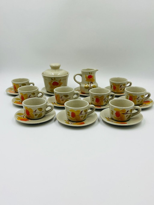 Service Café Thé Grès Saint-Amand Jamaïque Vintage – servies, Ceramic