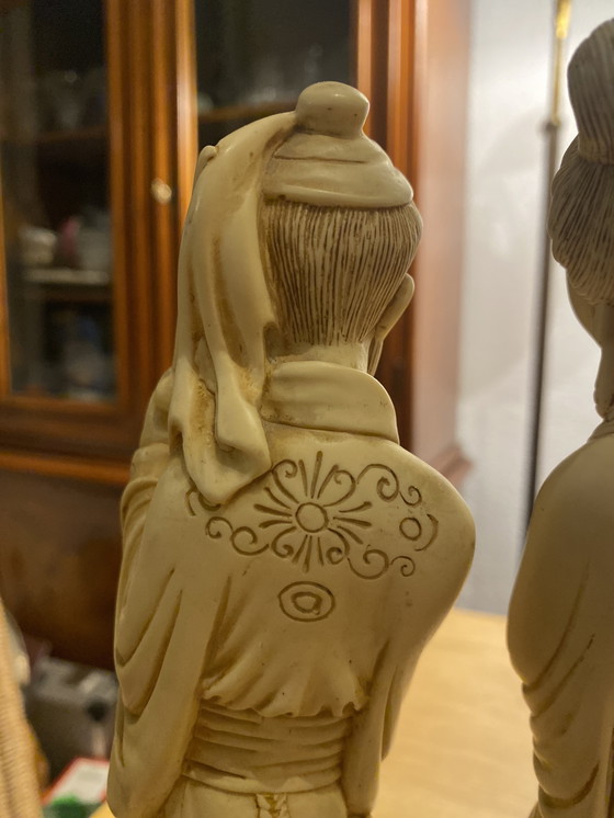 Image 1 of Chinese figurine pair Hanfu Tang Ming Dynasty