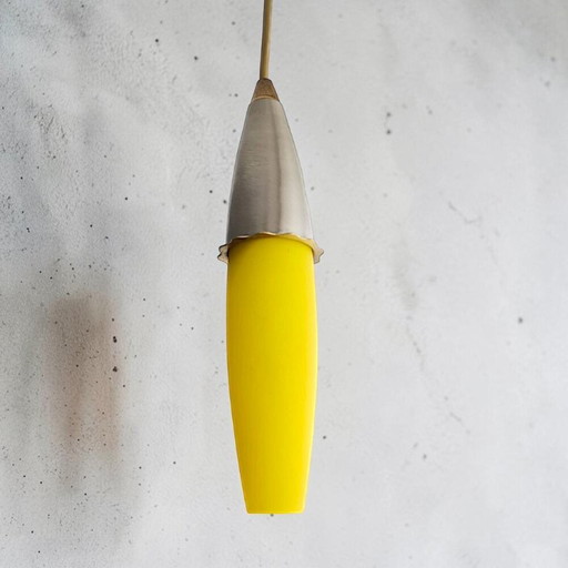 Lampada a sospensione minimalista a goccia di vetro giallo – hanglampen, Aluminium, Glass