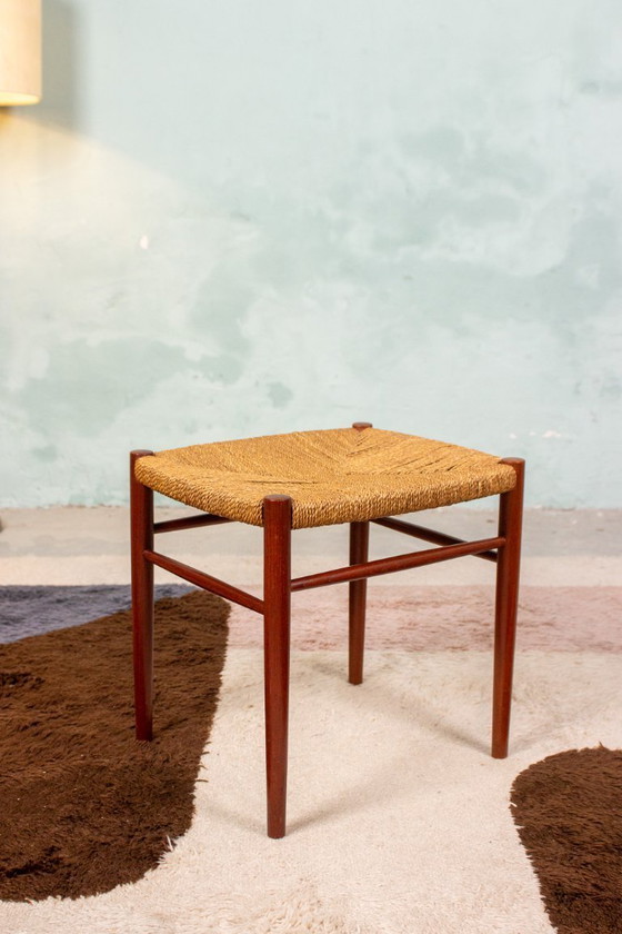 Image 1 of Tabouret vintage en teck Soborg Niels Möller, style danois milieu du siècle