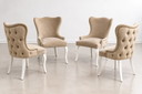 Set of 4 luxury Dining chairs | Beige & white