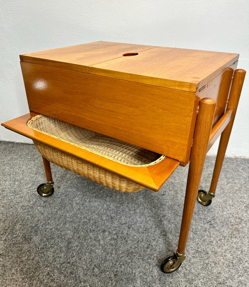 Mid Century Sewing Cart Danish Design Lotos 226 Teak 60s