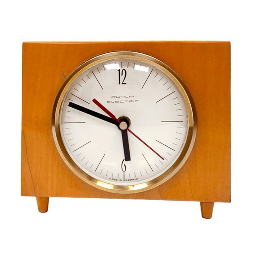 Ruhla Elektrische Vintage-Kaminuhr, 1970er Jahre, Mid-Century-Design, Holz
