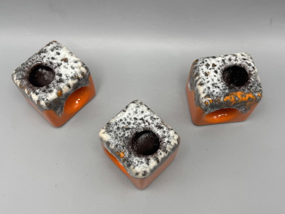 Image 1 of Vintage set of 3 ceramic candlesticks