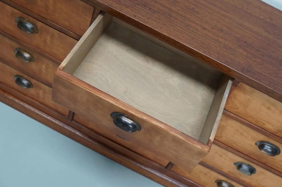 Image 1 of Vintage Nederlandse kersenhouten apothekerskast / archiefkast, jaren 1930