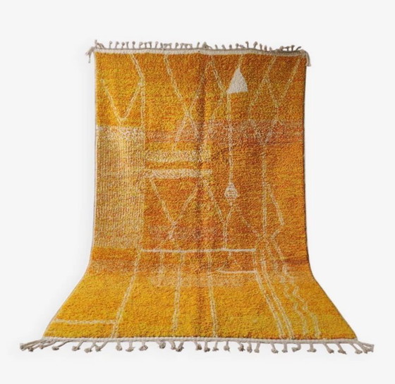 Image 1 of Large Moroccan Carpet Beni Ouarain Yellow Sun, Handmade 206x330