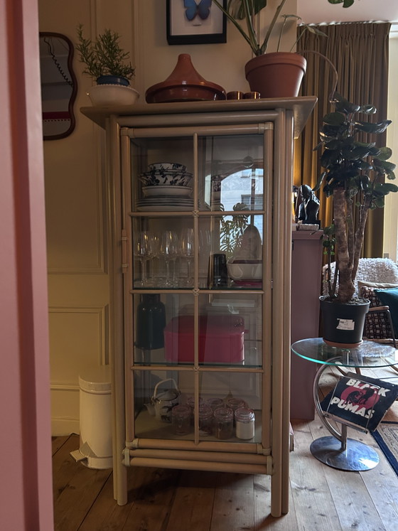 Image 1 of Vitrine Roberti Rattan Italy – design italien vintage style bambou années 1980