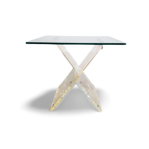 Table basse, verre acrylique, verre, design années 1970/1980, table d'appoint, espace