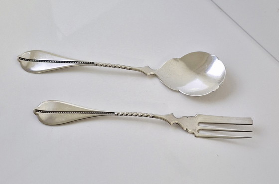 Image 1 of Designer 833 argento (valore argento puro 142,88 €) posate da pesce posate in argento Paesi Bassi 1890 AK 47