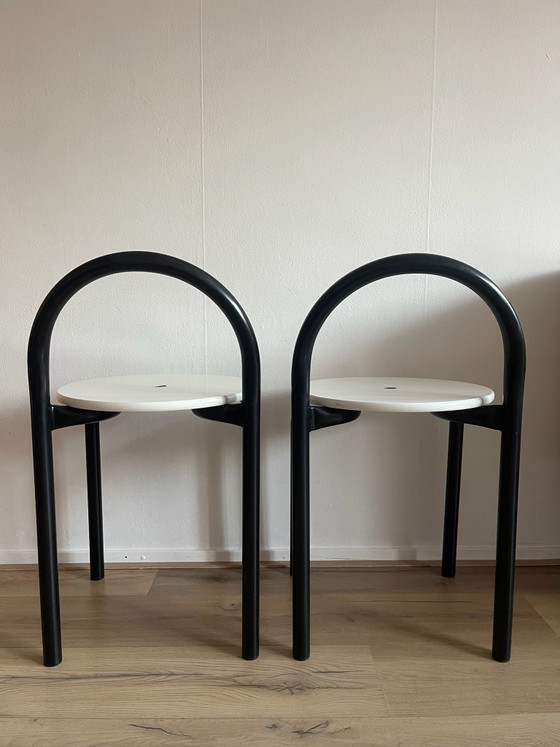 Set di 2 sgabelli di design | Stile Memphis Milano / Gae Aulenti – Metallo, Legno (photo 4 of 12)