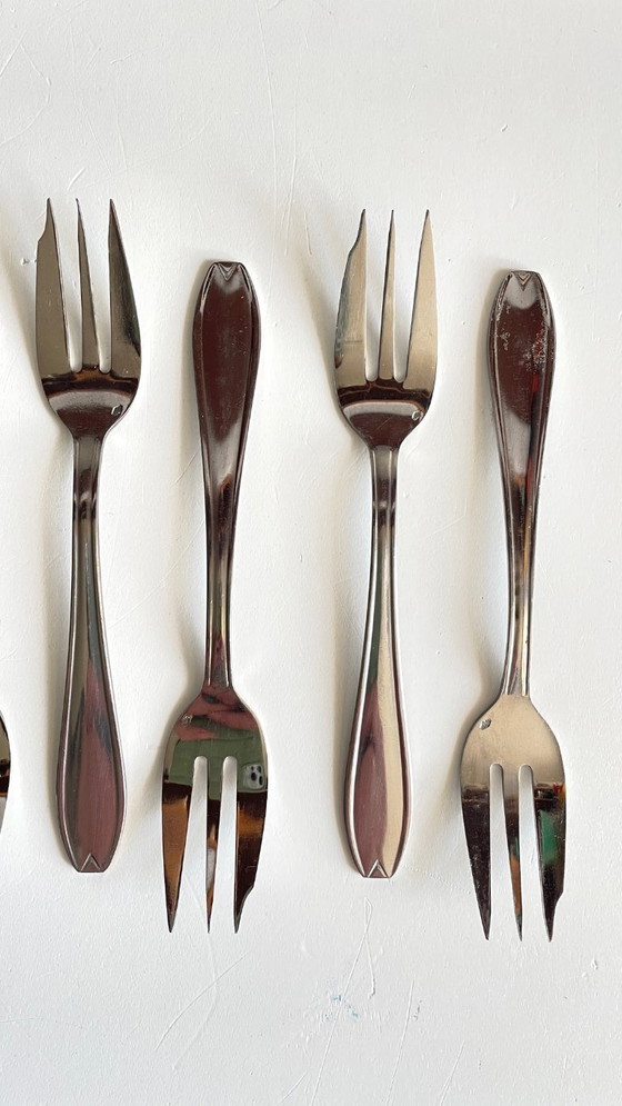 Image 1 of 12 Fourchettes à DESSERT Inox Vintage