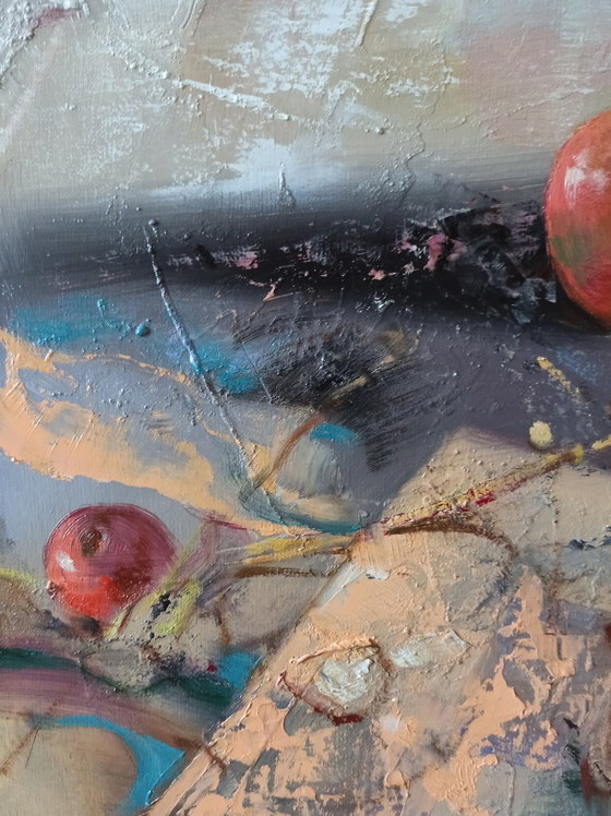Originales Ölgemälde, abstraktes Fruchtstillleben, Äpfel – Gemälde & Zeichnungen, Canvas (photo 11 of 11)