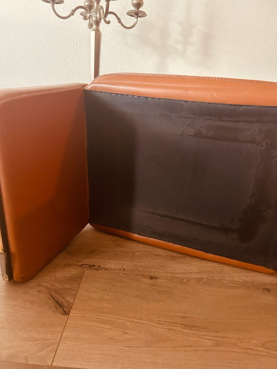 Poggiapiedi e pouf vintage in pelle svizzera di De Sede, Tessile, Marrone (foto 5 di 5)