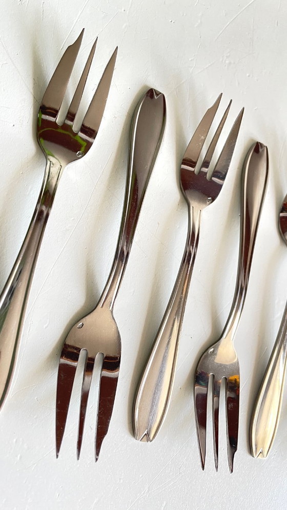 Image 1 of 12 Fourchettes à DESSERT Inox Vintage