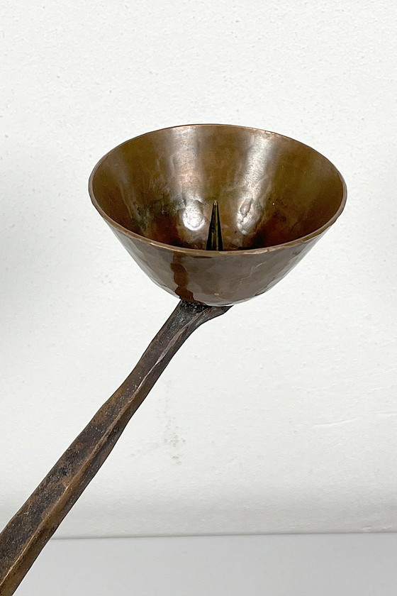 Image 1 of Brutalist bronze candlestick