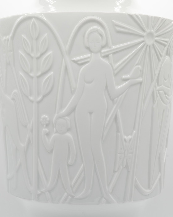 Image 1 of Rare 49cm Porcelain Floor Vase Edelstein Bavaria Art Déco Relief Kurt Wendler 57