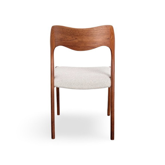 Set van 5 Niels Otto Møller stoelen model 71 Bouclé JL Mollers 1960 – Hersteller: JL Mollers Mobelfabrik (photo 7 of 10)
