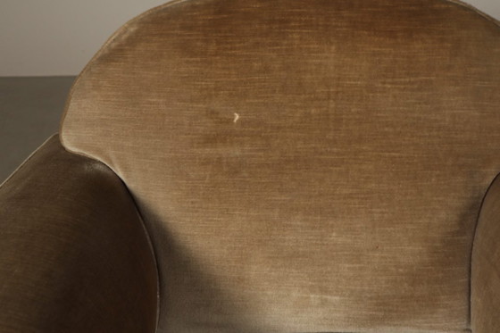 Image 1 of Art-Deco-Loungesessel mit originalem Samtbezug, Belgien, um 1930