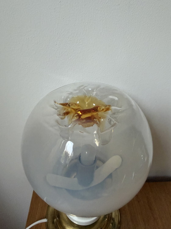 Vintage Mazzega Murano Glass Table Lamp 1970s Space Age / Mid-Century Modern, Iron, Gold (photo 6 of 15)