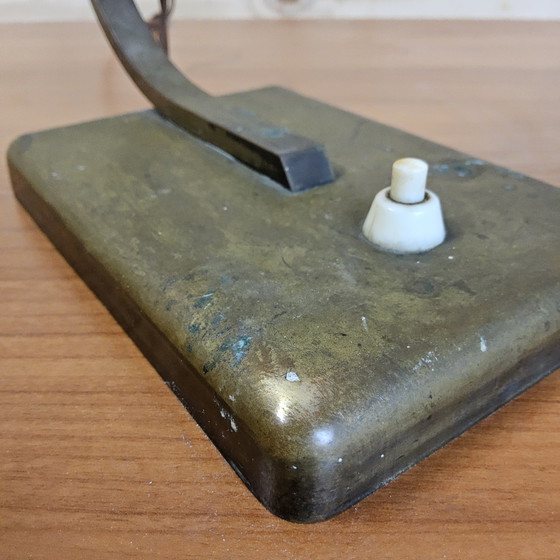 Image 1 of Lampe de bureau Art Déco en bronze antique (années 1930) Veilleuse Art Déco (tête orientable)