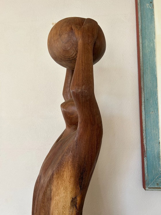 'Atlas' mit dem Globus, eigen werk, Dekorative Objekte, Holz, Beige, Modern (Foto 10 von 13)