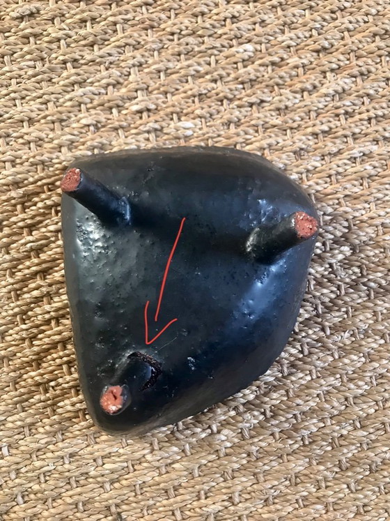 Image 1 of Piatto brutalista degli anni '60 in ceramica, fatto a mano, vide poches