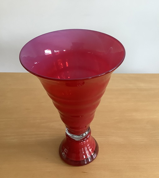 Beautiful, red handmade vase