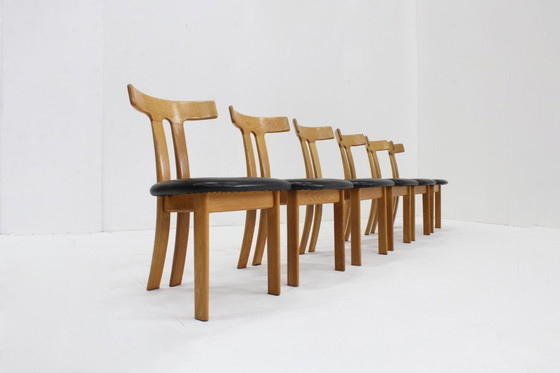 Image 1 of Ensemble de 6 chaises de salle à manger vintage en forme de T, style années 60