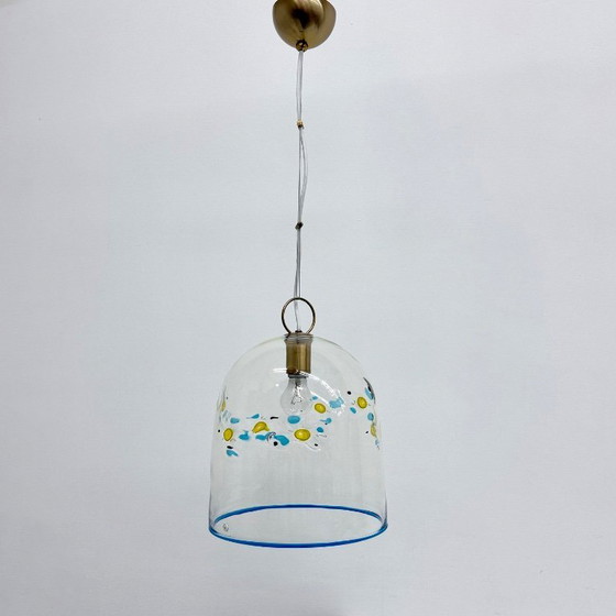 Image 1 of Mid-century design La Murrina glass hanging lamp flowers , 1970s , Italy