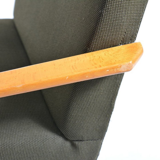 Image 1 of Mid Century Amrchair In Grünem Stoff & Buchenholz Von Jitona, Tschechoslowakei 1960er Jahre