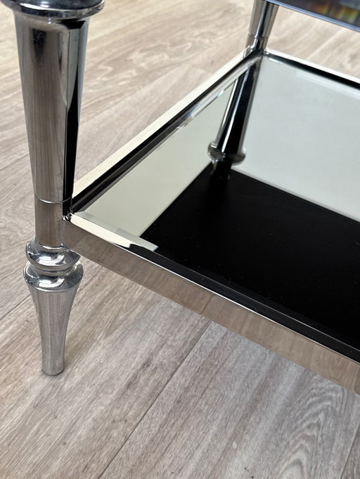 Table de chevet de luxe en véritable verre miroir