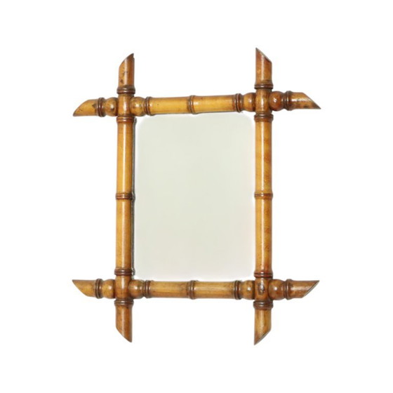 Image 1 of Miroir antique en bois et faux bambou