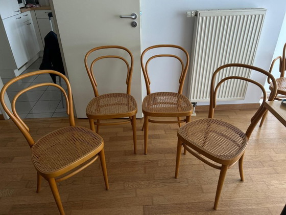 Image 1 of Set of 4 Thonet 214 Chairs (Vintage 1974) - 3 Cane Seats to Restoration